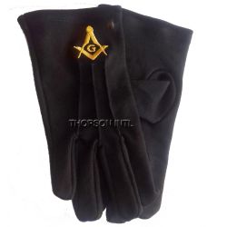 Masonic Black Cotton gloves Gold S.C