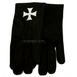 Masonic Black Cotton gloves white cross